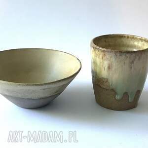 małe śniadanko, komplet śniadaniowy kubeczek ceramiczny, miseczka