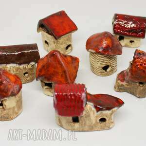 handmade ceramika mini domek z ceramiki ozdoba las w szkle słoiku handmade