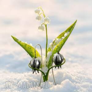 srebrne wiszące kolczyki tulipany medium size biżuteria autorska