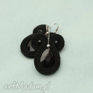 kolczyki sutasz z onyksami soutache onyx, komplet, eleganckie, małe