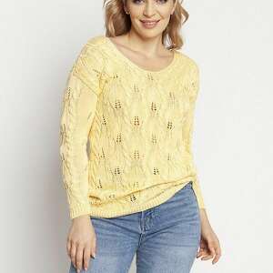 handmade swetry dzianinowa ażurowa bluzka - swe145 żółty mkm
