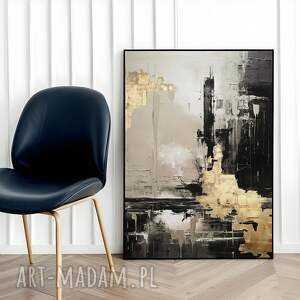 plakat abstrakcja ze złotem - format 50x70 cm do salonu, duże