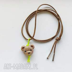 święta, miś wisiorek sznurek, srebro