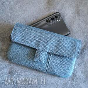 szaro turkusowe etui na telefon z kieszonkami, na prezent