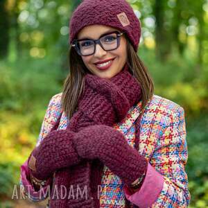 Szal MERINO “Bordo”, z wełny, dodatkiem jedwabiu