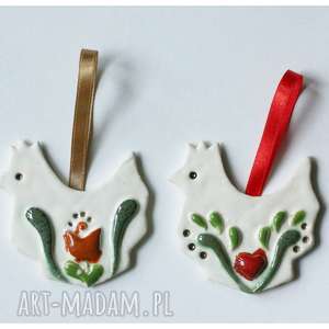 handmade ceramika zestaw kurek ludowych