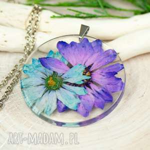 herbarium jewelry naszyjnik z suszonymi kwiatami, medalion kwiatem, kwiaty