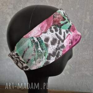 Kolorowa uniwersalna opaska Wiosenna na podszewce materiał dzianina