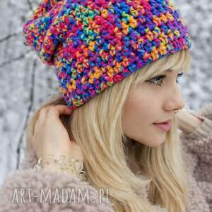 beanie multicolor, czapka jesienna, smerfetka
