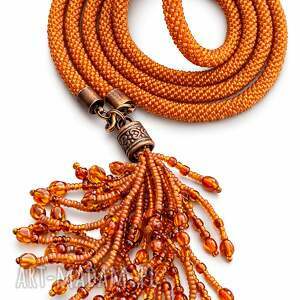 Lariat, naszyjnik - bursztynem