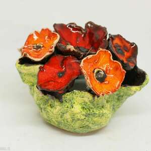 ręczne wykonanie ceramika flower box kwiaty ceramiczne piękny duży wyjątkowy komplet