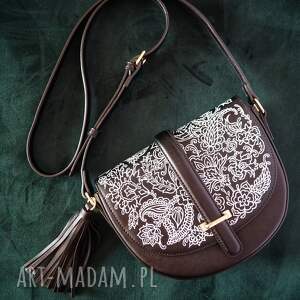 czarna artystyczna torebka z ekoskóry paisley prezent dla mamy