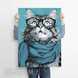 Prezent Kociak na plakacie na A3, kot, plakat, grafika