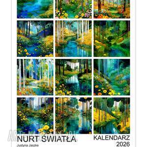 kalendarz 2026 nurt światła 15x21 cm klimt zestaw grafik, las, prezent