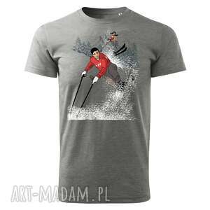 ręcznie wykonane koszulki tatra art by sasadesign magdalena gądek - narciarze szara