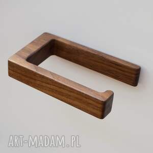 Drewniany minimalistyczny uchwyt na papier toaletowy orzech