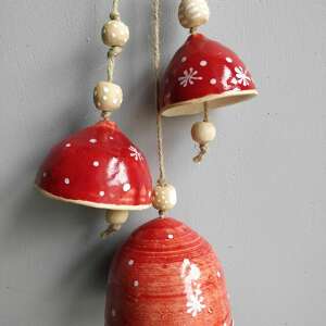 handmade na święta prezenty zestaw trzech dzwoneczków ceramicznych
