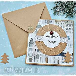scrapbooking kartki zimowe miasto - kartka świąteczna, święta, życzenia, boże