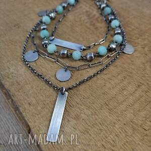 Naszyjnik - warstwowy z amazonitem, amazonit, srebro 925