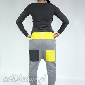 handmade spodnie spodnie szarave - dres - szary limonka rozm. Xs, S, M, L, XL