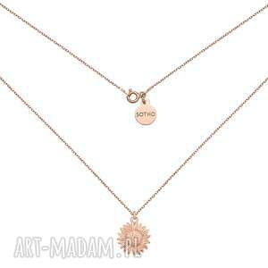 Naszyjnik ze słonecznikiem z różowego złota, pozłacany