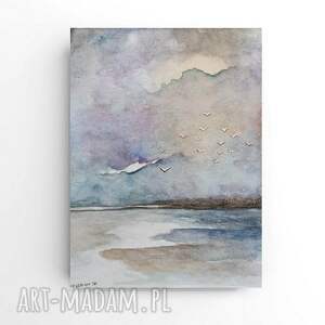 morze - akwarela formatu 24/18 cm ptaki