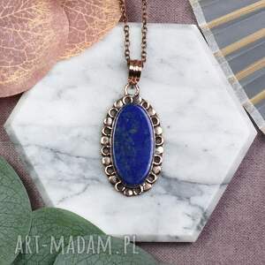 handmade wisiorki miedziany ozdobny wisiorek z lapisem lazuli #567