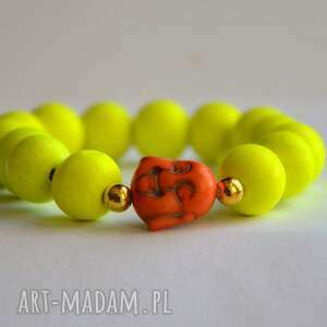 bracelet by sis budda w żółtych koralach nowość, prezent, neon, howlit