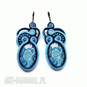 Blue Paisley kolczyki sutaszowe, boho