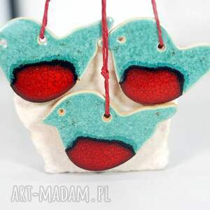 ceramiczne sikorki czerwone brzuszki, dekoracje ptaszki, ptaszki