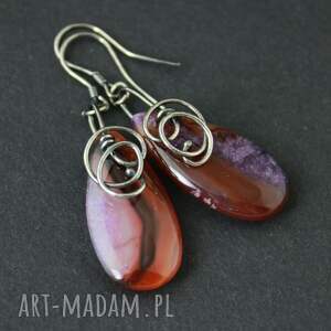 kolczyki eby - agat i oksydowane srebro agatami agatem