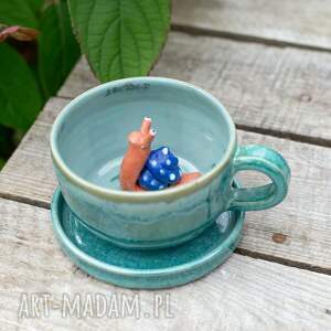 azulhorse filiżanka do herbaty z figurką ślimaka kawy morska trawa blue