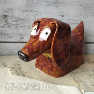jamnik brązowy, ceramika pies