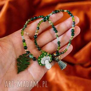 Komplet zielonych bransoletek z kamieni motyw lasu