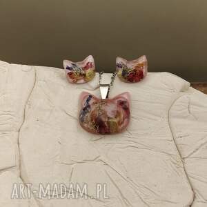 Prezent Koci Urok - komplet biżuterii z żywicy z zatopionymi kwiatami