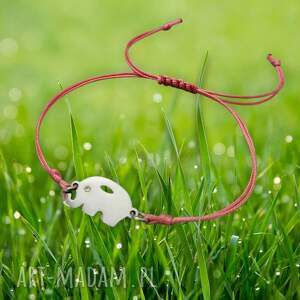 PREEMI MAKRAMA SŁONIK jasnoróżowy, delikatna bransoletka