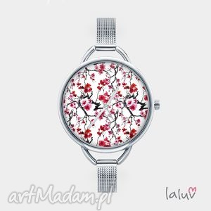 zegarek z grafiką japan flowers, kwiaty japonia, wiśnia kwiat lato