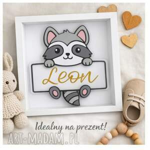 ramka z imieniem dziecka - personalizowana dekoracja uroczym szopem
