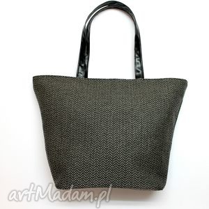 handmade pomysł na świąteczny prezent shopper bag łódka - tkanina w jodełkę