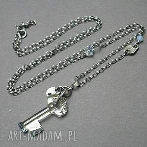 blue key vol 4 - naszyjnik, klucz, swarovski, kryształki srebro
