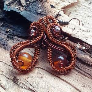 wszystkie pomarańcze - kolczyki wire wrapping