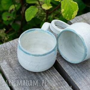 handmade ceramika handmade kubki ceramiczne z liściem | beżowe blues | 300 ml