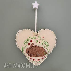 SERCE ZAWIESZKA Z HAFTEM, haft, serduszko z bawełny