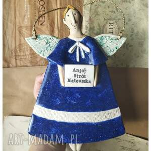 ręcznie robione ceramika anioł na chrzciny dla chłopca
