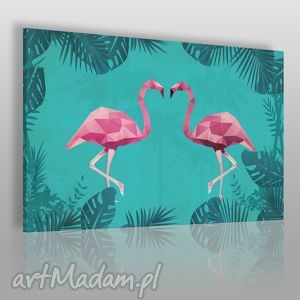 obraz na płótnie - flamingi geometryczny - VAKU DSGN dom obrazy