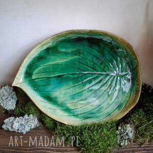 Prezent Duży ceramiczny Funkiasty - talerz liść