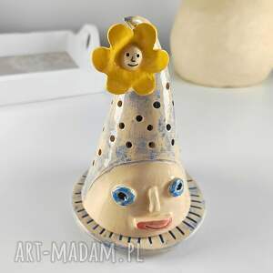 Prezent Ozdobny lampion z kwiatkiem, ceramika, ozdoba do domu