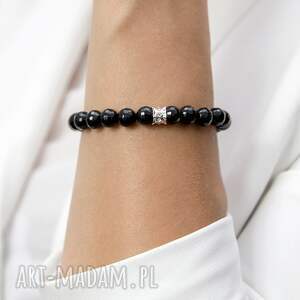 elegancka bransoletka z onyksów i srebra try again, prezent dla kobiety