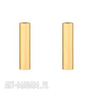 Złote rurki, kolczyki, pozłacane, sztyfty, delikatne