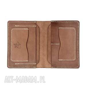 Ciemno brązowy portfel ze skóry na karty ręcznie uszyty